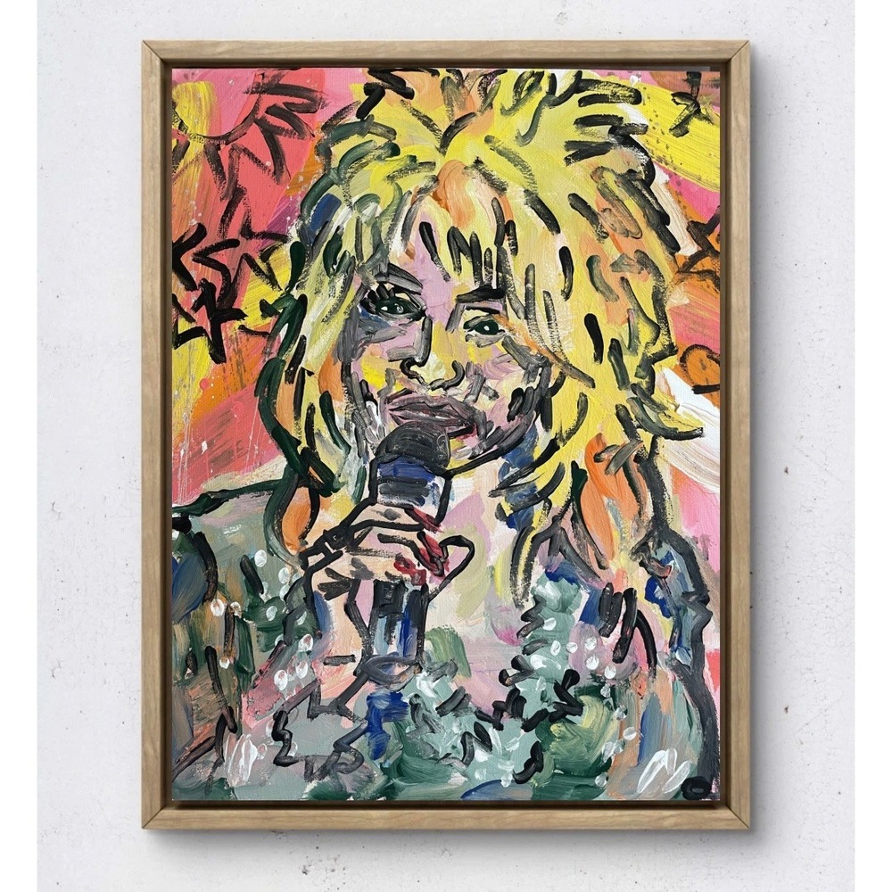 Oman Original 11x14 Art Neo Expressionist Canvas Dolly Parton Painting Fine Art
